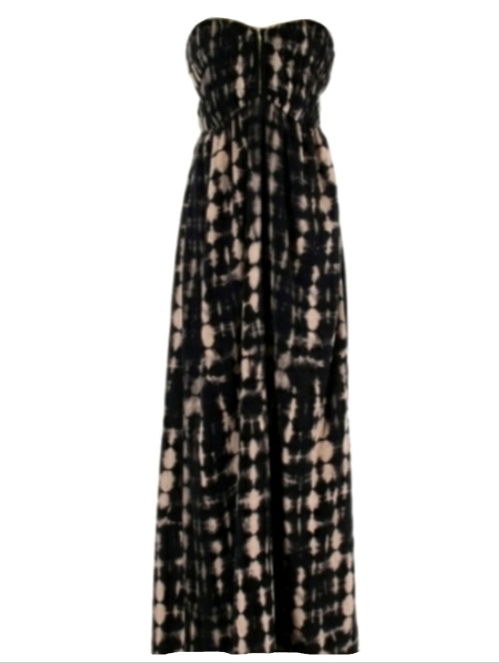 Sugarlips Long Bohemian Gown Black Cream Tie Dye Boho Maxi Dress Strapless Retro